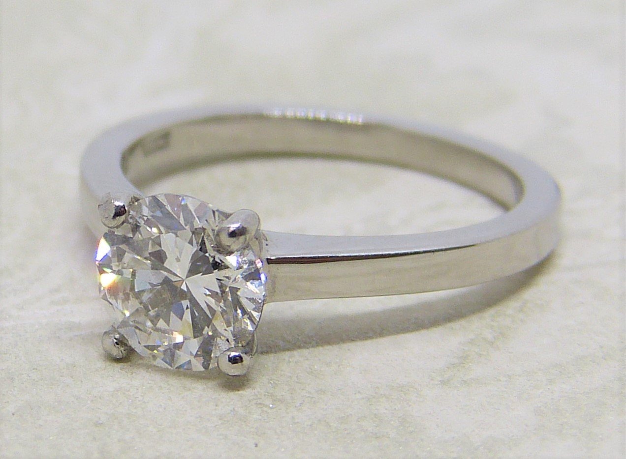 Antique platinum single-stone, 1.03ct diamond. Beverley antique room.